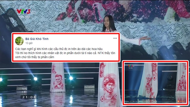 Tranh cãi việc thầy Park, Công Phượng và dàn U23 Việt Nam được in trên áo dài của Hoa hậu